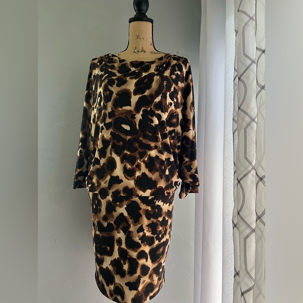 Enfocus Studio Leopard Print Cocktail/Party Dress Size 14